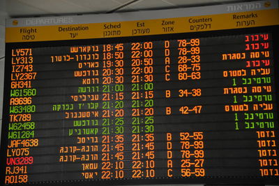 לוח טיסות בנתב"ג. אילוסטרציה