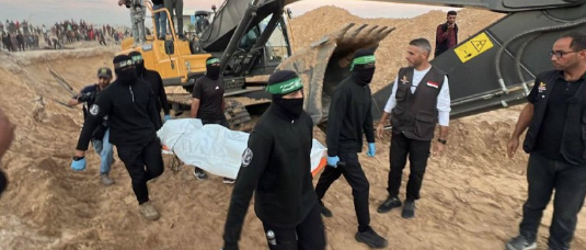 חמאס בהצגה של 'איתור גופות'