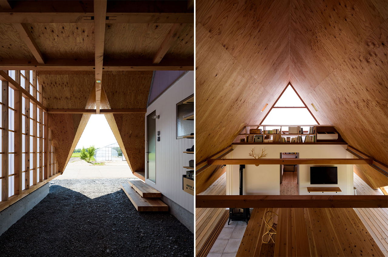 משמאל: מעין חצר בתוך הבית. מימין הבית בצילום מלמעלה