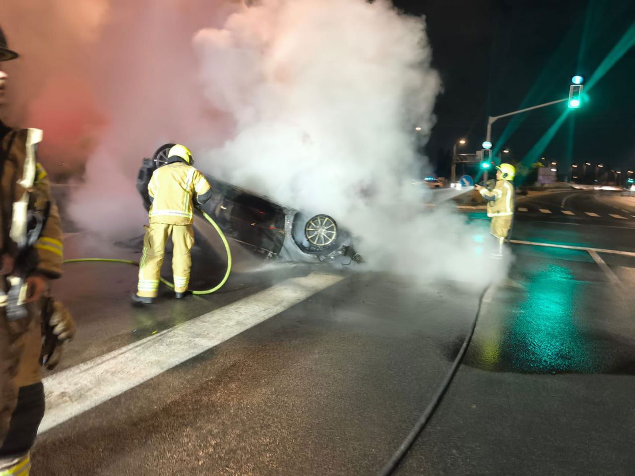 זירת התהפכות הרכב