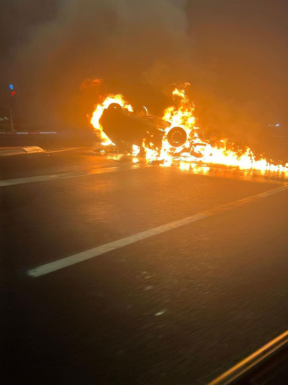 זירת התהפכות הרכב