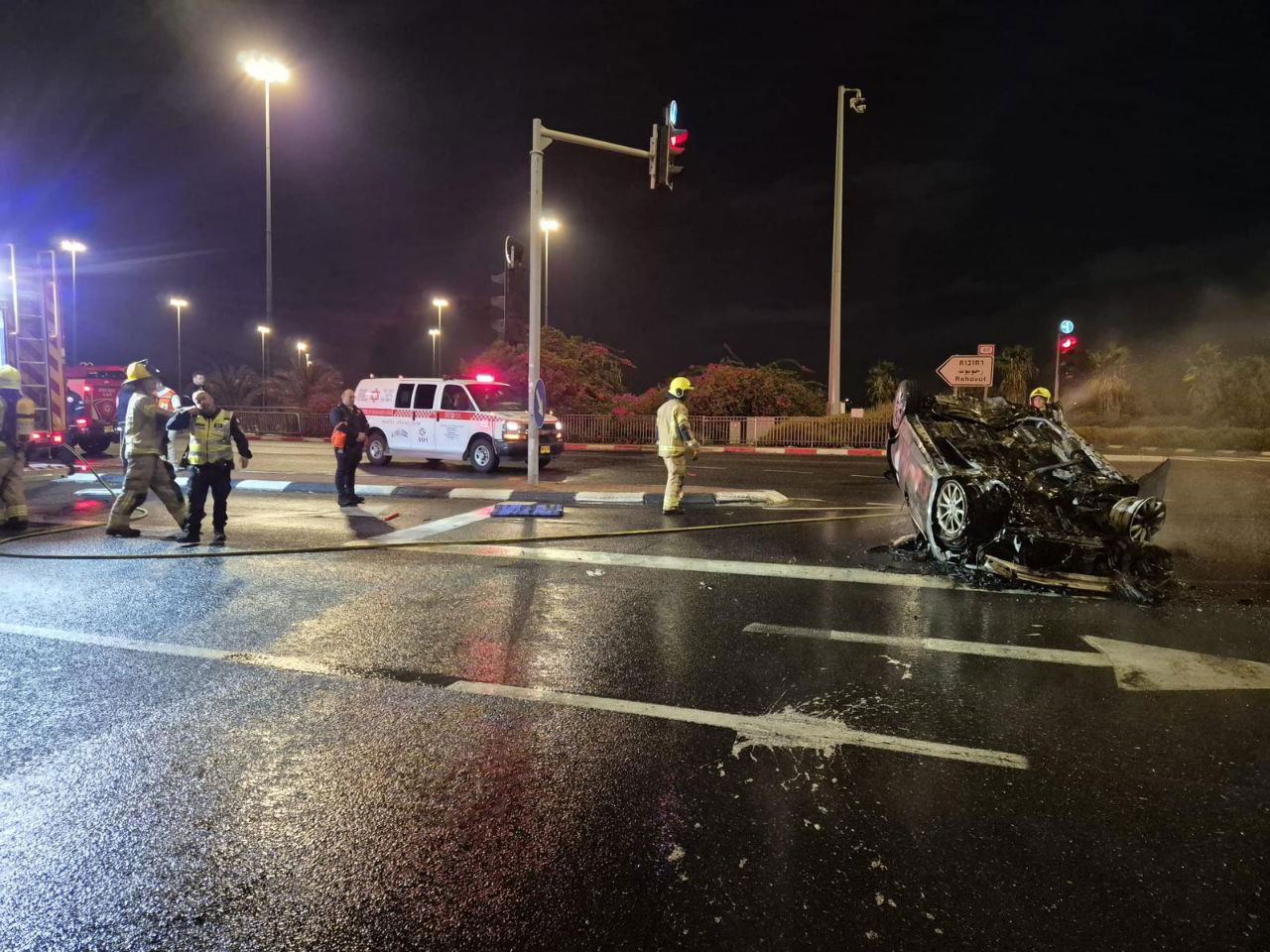 זירת התהפכות הרכב