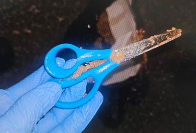 הסכין שנתפסה על ידי השוטרים באמצעותה דקר החשוד את הקורבן