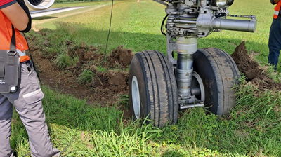 המטוס סטה אל הדשא