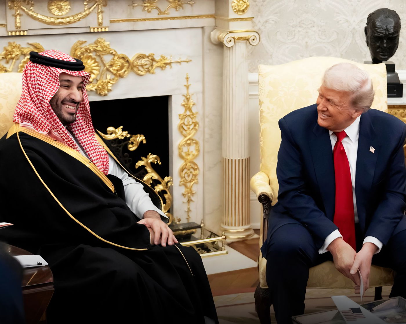 טראמפ עם בן סלמאן בחדר הסגלגל, אמש