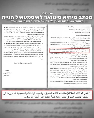 המכתבים הסודיים שחושפים את קשר השתיקה בין אסד וסינוואר