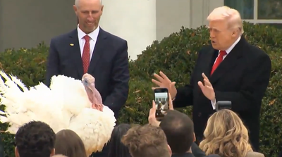 טראמפ חנן צמד תרנגולי הודו - והצליף בביידן בלי רחמים