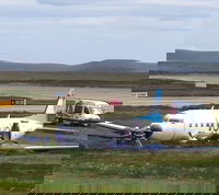 המטוס תקוע על הדשא בצידי המסלול