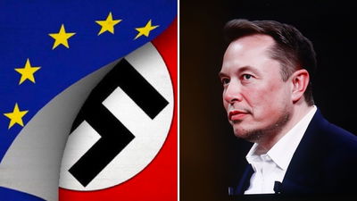 מימין אילון מאסק, משמאל הפוסט ששותף