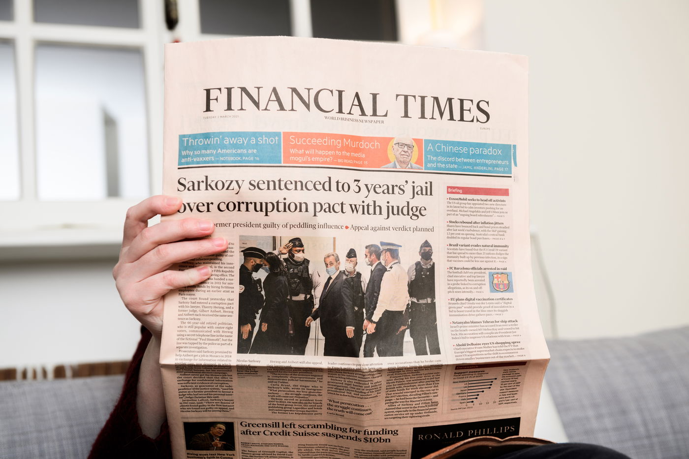 הפייננשל טיימס מדווח על גזר דינו של סרקוזי