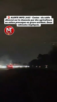 תיעוד מטורף מהמחאות בצרפת: החקלאים חסמו את הכביש באמצעות חול - 2 רכבים התהפכו