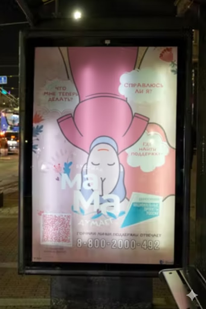 הקו החם לעידוד ילודה - תחנת אוטובוס ברוסיה