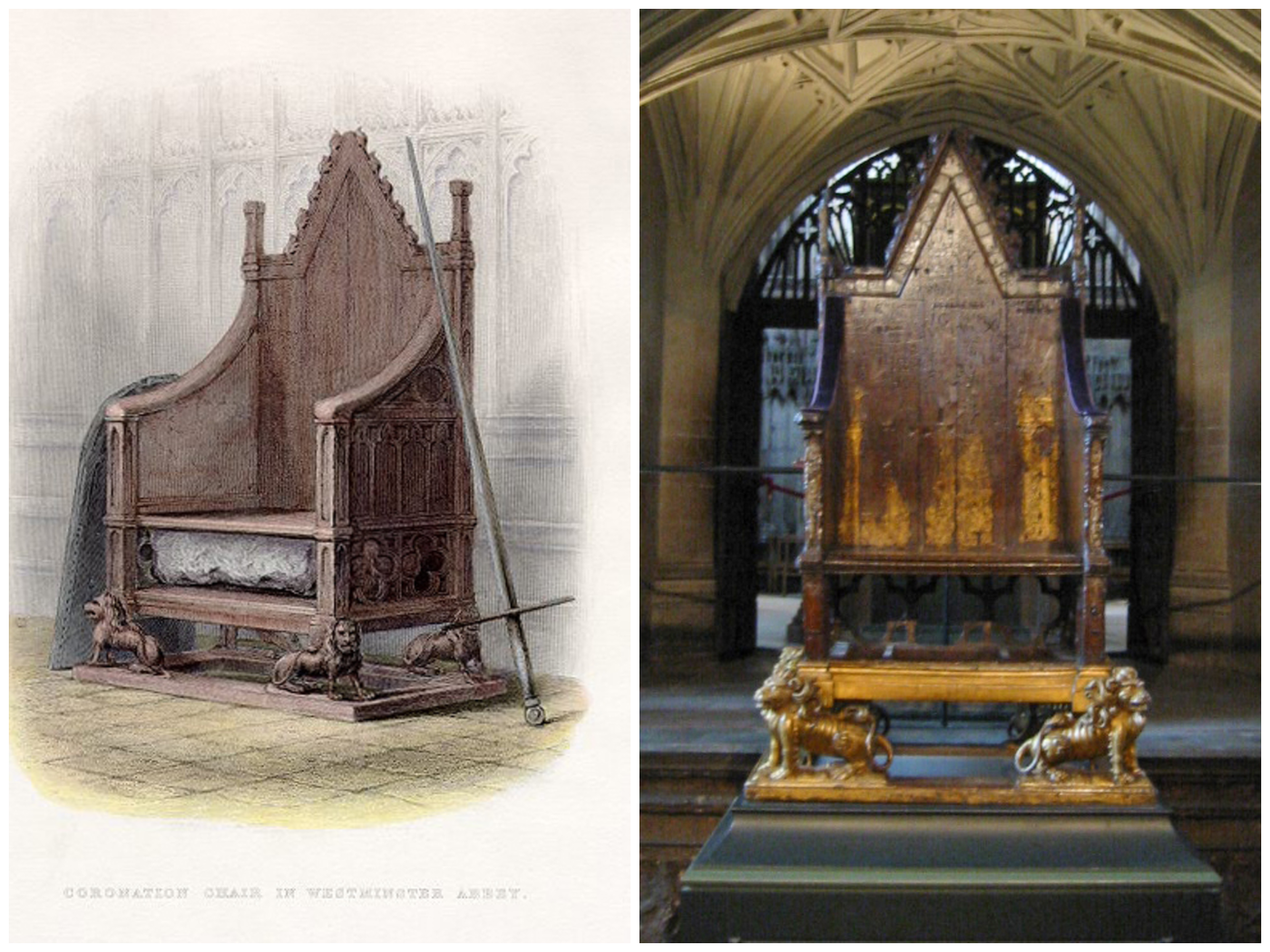 כס אדוראד הקדוש עליו ממליכים את מלכי אנגליה  האבן נמצאת תחת הכסא רק בהמלכת מלכים