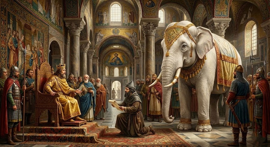 קרל הגדול מקבל את הפיל ע"י השליח יצחק היהודי 