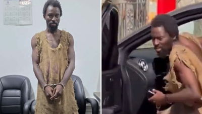 מימין אבו נוח יוצא מהמרצדס שלו, משמאל בתחנת המשטרה