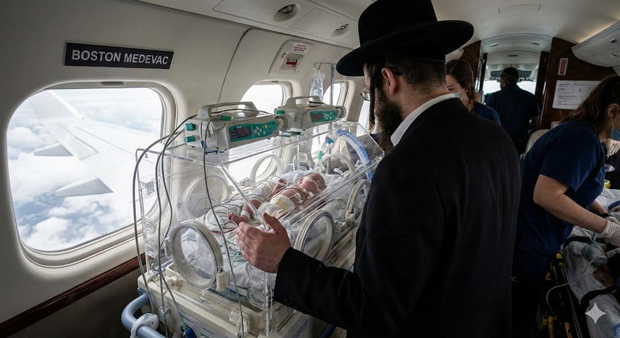 בין שמיים לארץ בדרך לניתוח , האבא ר' אלעזר יתפלל שהלב הקטן ינצח - רק בזכותכם - ויחזור בשלום.