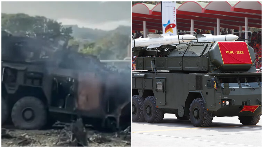 מימין המערכת ה-Buk-M2E הרוסית - משמאל אחרי מבצע ארה"ב בונצואלה