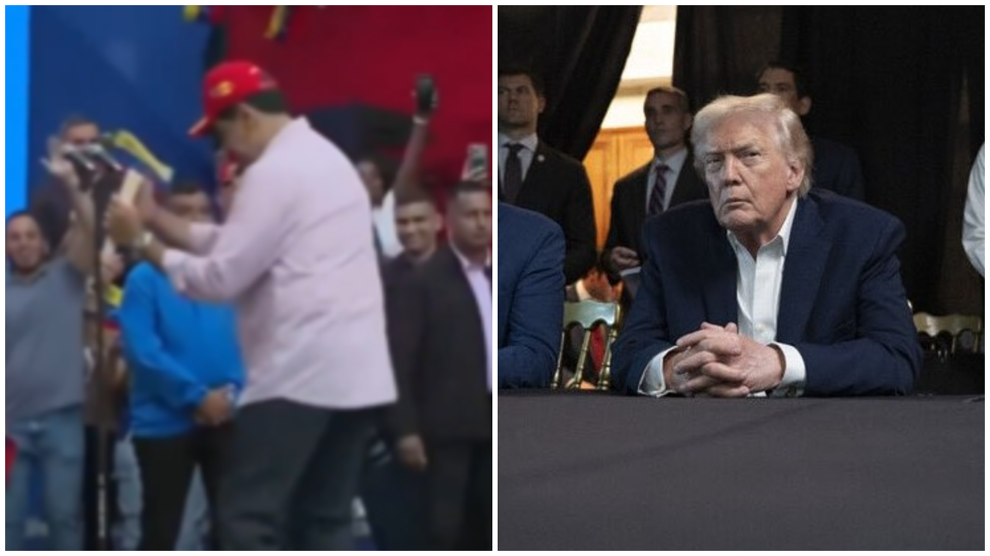 טראמפ משקיף על המצבע בונצואלה - נשיא ונצאולה רוקד