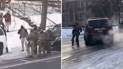 מימין תיעוד הירי, משמאל מתיעוד הדקות שלפני הירי