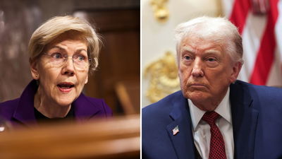 מימין הנשיא טראמפ, משמאל אליזבת וורן