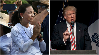 טראמפ ומנהיגת האופוזיציה בוונצואלה מריה קורינה מצ'אדו 