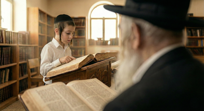 הרב יושב לפני התלמיד