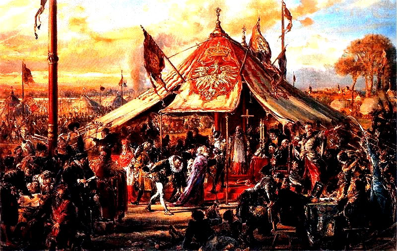 דמוקרטיה של אצילים. הבחירות המלכותיות של 1573 בפולין. ציור מאת יאן מטייקו