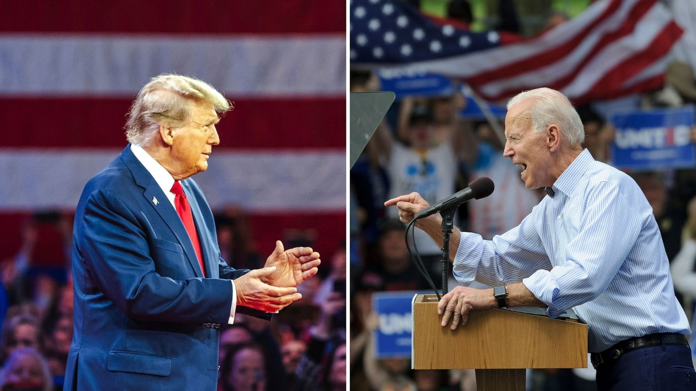ביידן בעצרת בחירות מימין, טראמפ בעצרת בחירות משמאל