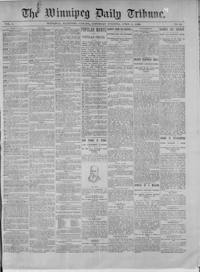 שער עיתון The Winfield Tribune מ-1890