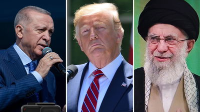 חמינאי מימין, טראמפ במרכז ארדואן משמאל