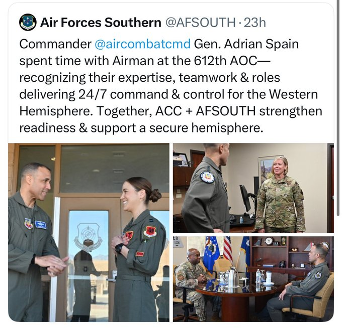 פוסט שנמחק כעת מדצמבר 2025 של חיל האוויר הדרומי (AFSOUTH) ב-X, שכלל תמונה של אדם העונד טלאי עם צללית RQ-170 וסמל שרוול הכנף ה-432 , עורר שאלות קודמות בנוגע לפעילותם של המל"טים באזור