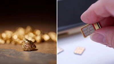 מימין כרטיס סים, משמאל זהב, אילוסטרציה