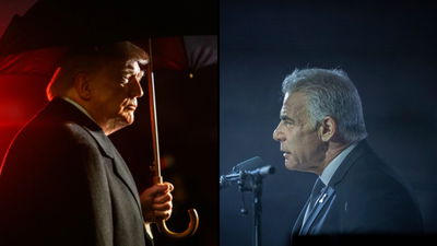 לפיד מימין, הנשיא טראמפ משמאל, אילוסטרציה