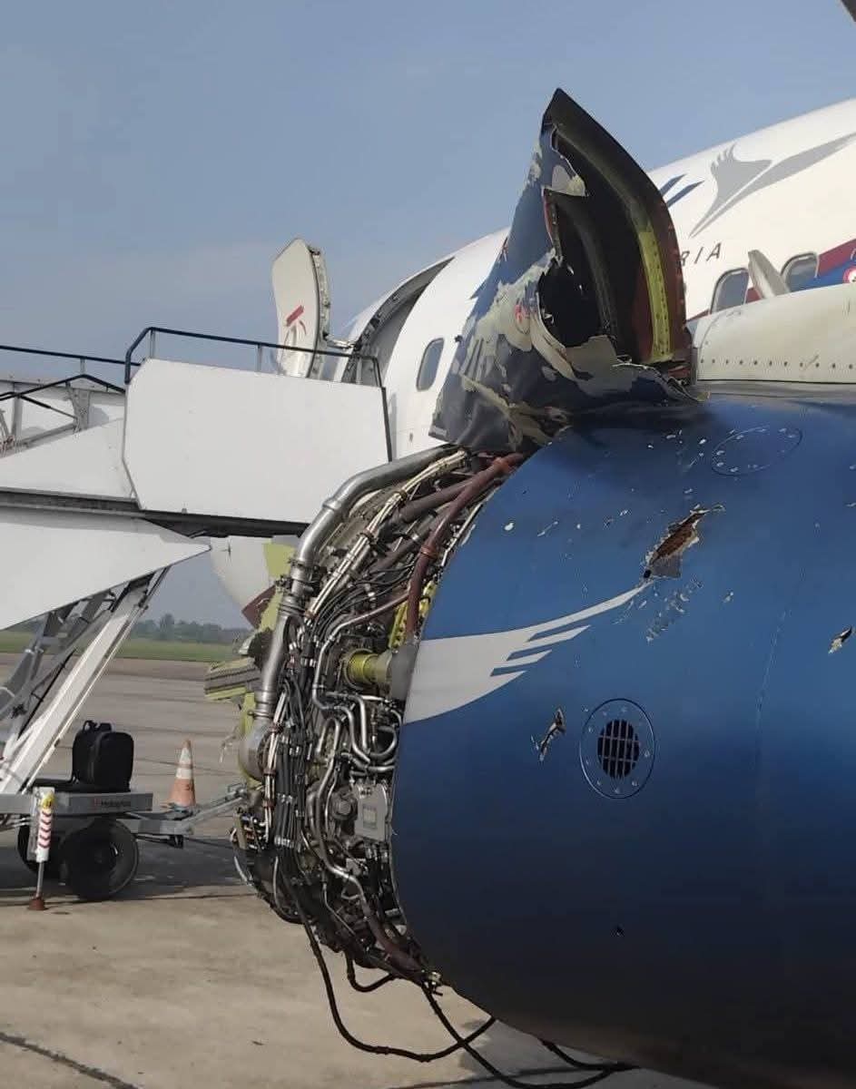 המנוע המפוצץ לאחר הנחיתה