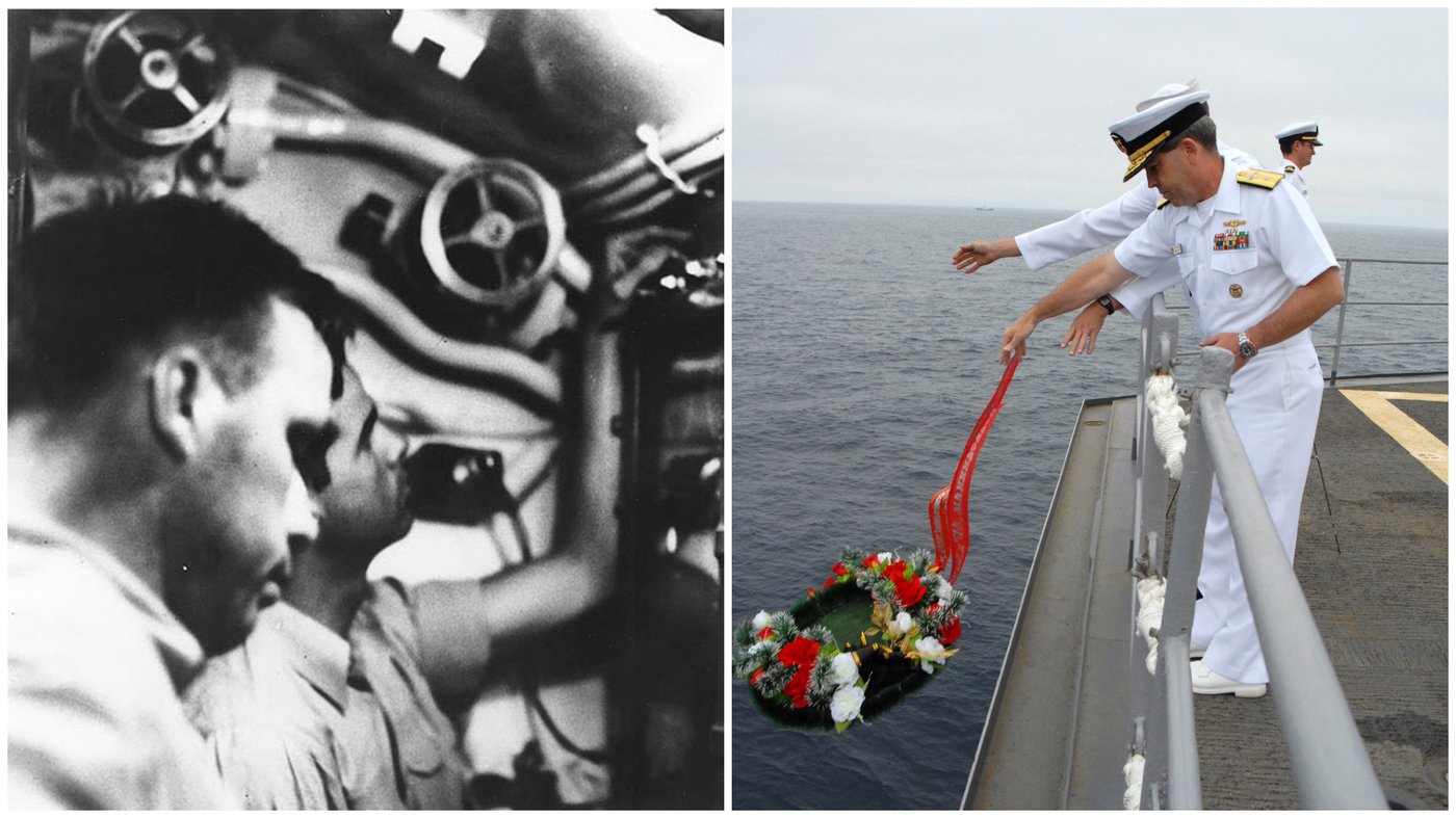 הנחת זרים של חיל הים האמריקאי לזכר ספינת המלחמה | המפקד ה"מאש" האגדי בתוך צוללת ה"ווא-הו" 