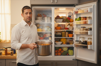 אתם עומדים חסרי אונים עם סיר לוהט ביד מול מקרר מפוצץ שפשוט מסרב להיסגר