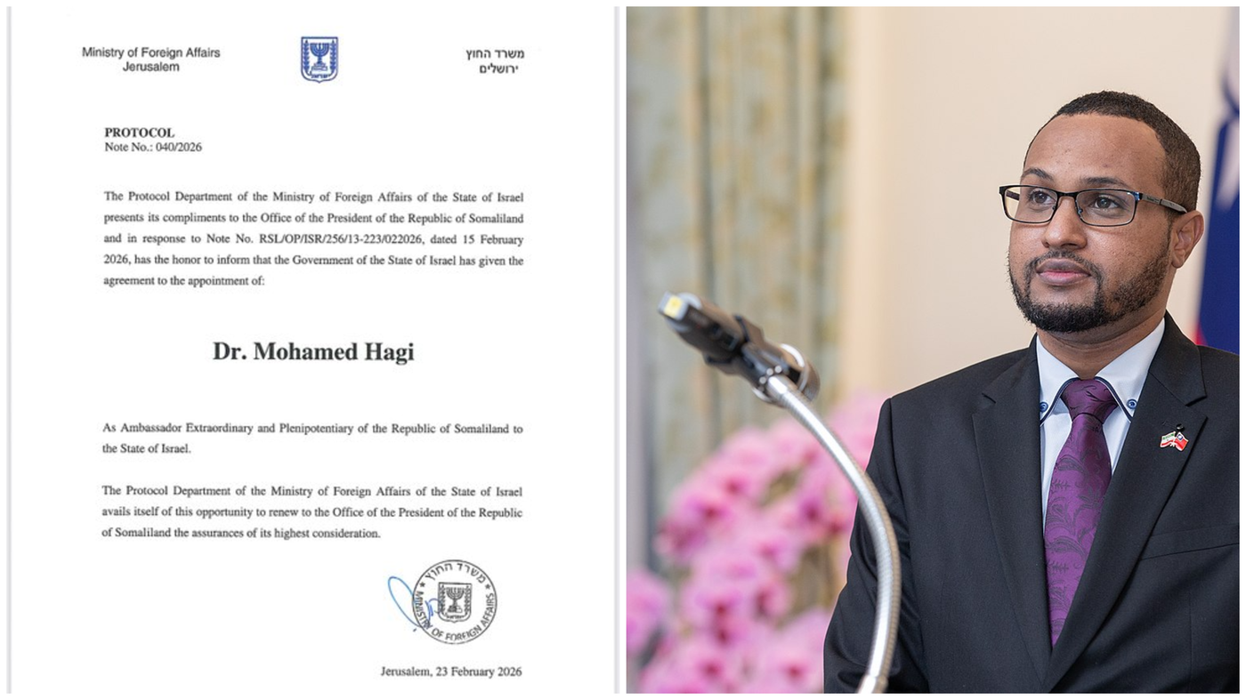 ד"ר מוחמד חאג'י לשגריר הראשון של רפובליקת סומלילנד בירושלים.