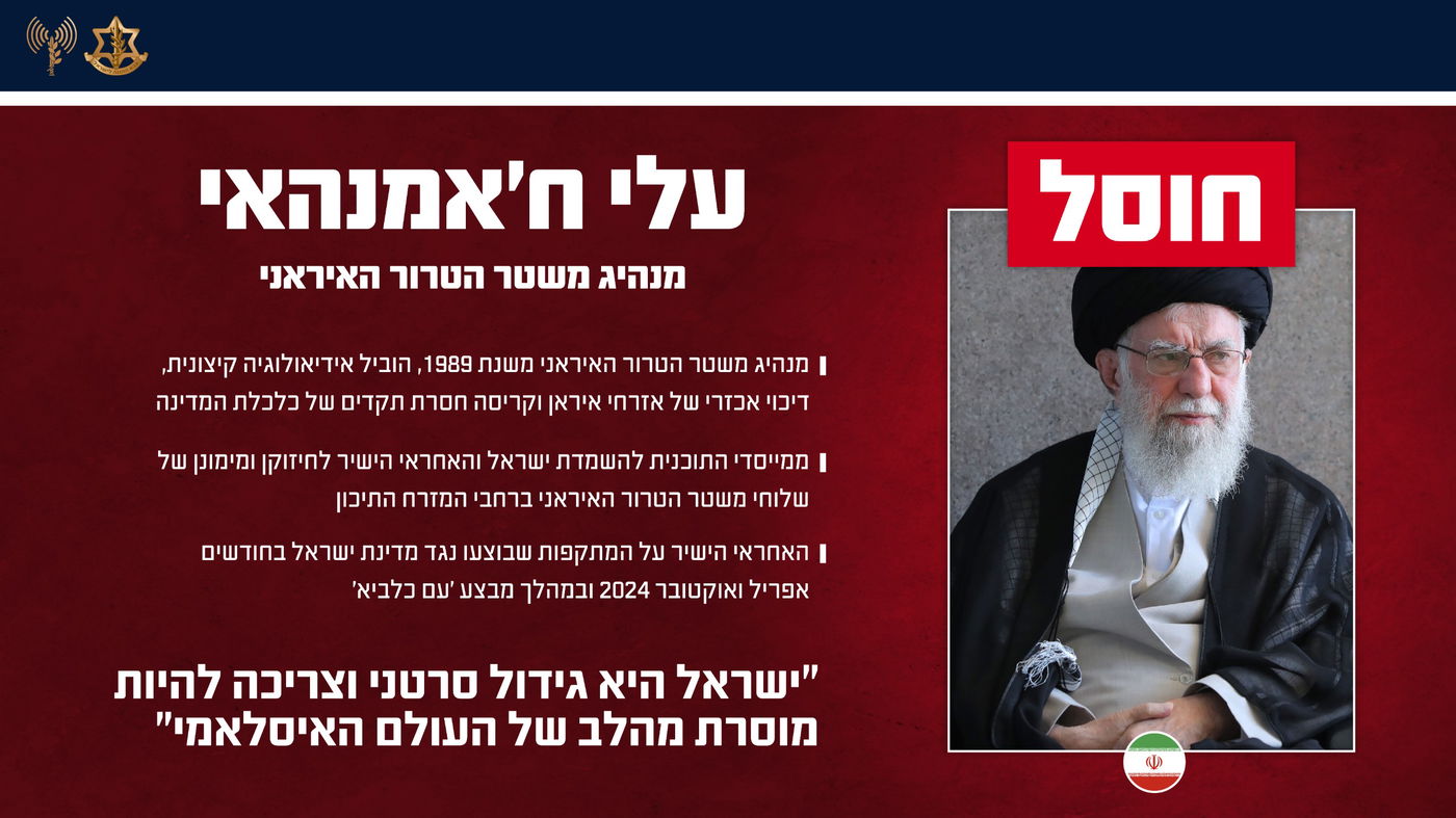 צה"ל מודיע רשמית: חיסלנו את מנהיגה העליון של איראן עלי חמינאי