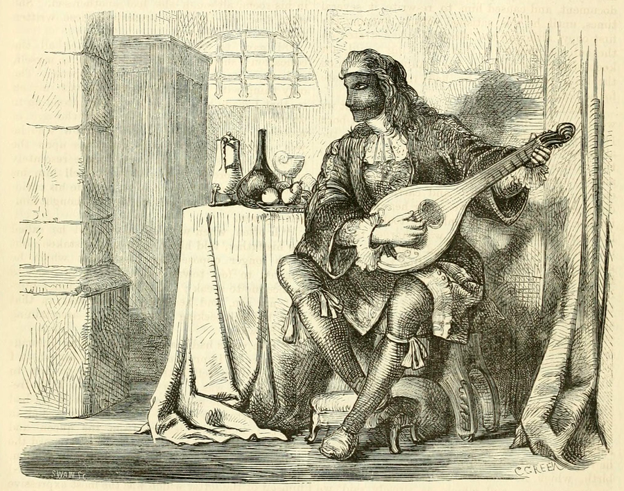 איור של האסיר במסכת הברזל בעיתון Once a Week בשנת 1860.