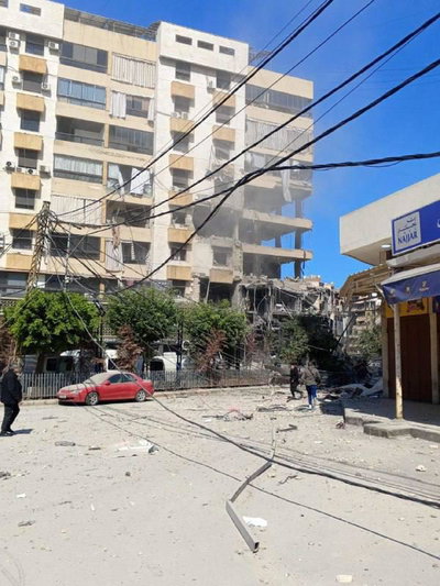 מבנה שהותקף בדאחיה בביירות