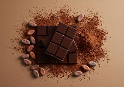 טבלאות שוקולד לצד פול קקאו