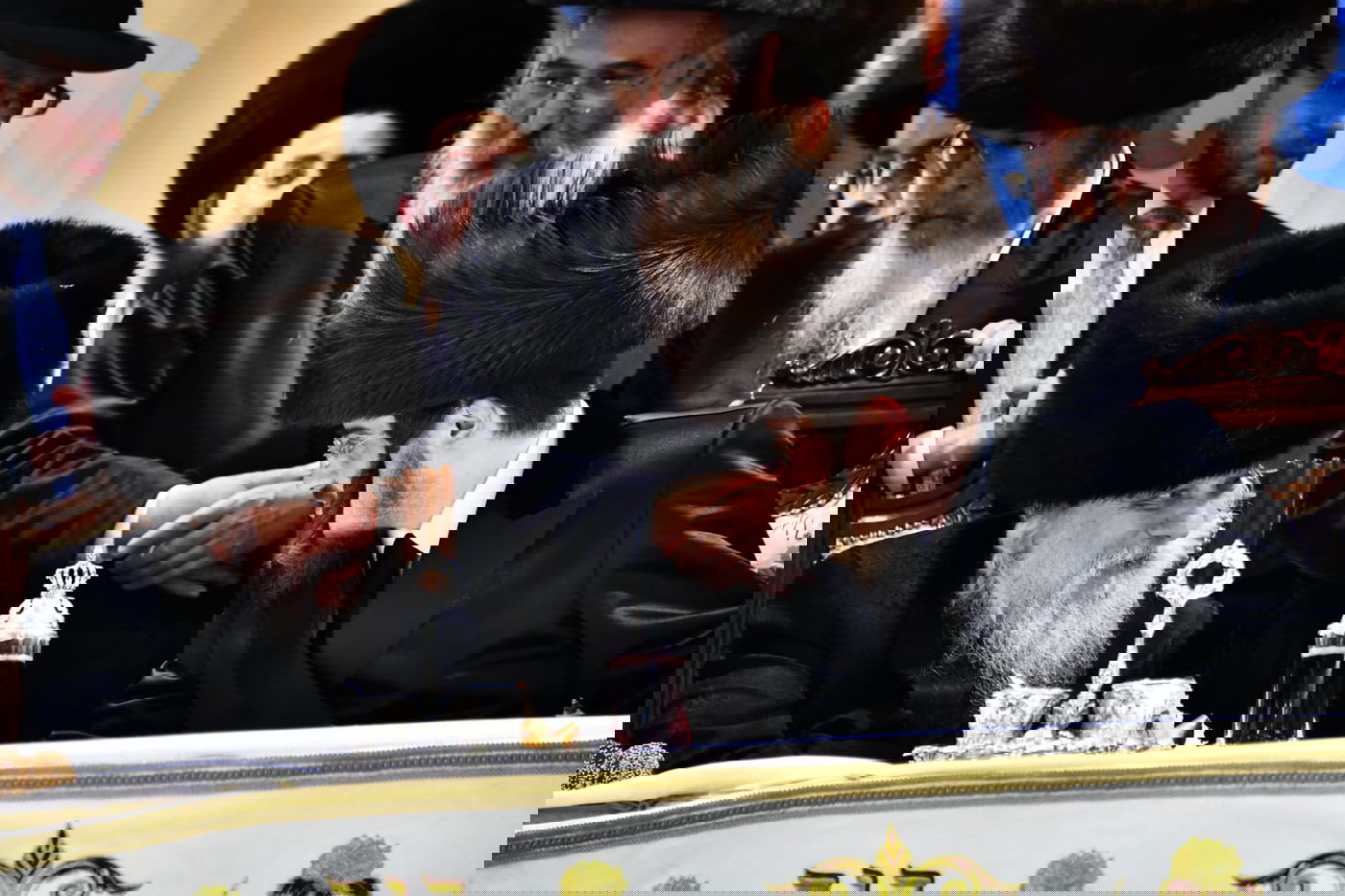 האדמו"ר מאוסטרוב קאלושין זצ"ל, עם יבלחט"א נכדו, האדמו"ר מסאדיגורה