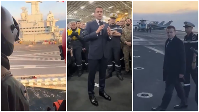 בלב הסערה: מקרון נחת על נושאת המטוסים והכריז על מבצע להצלת נתיבי הסחר העולמיים