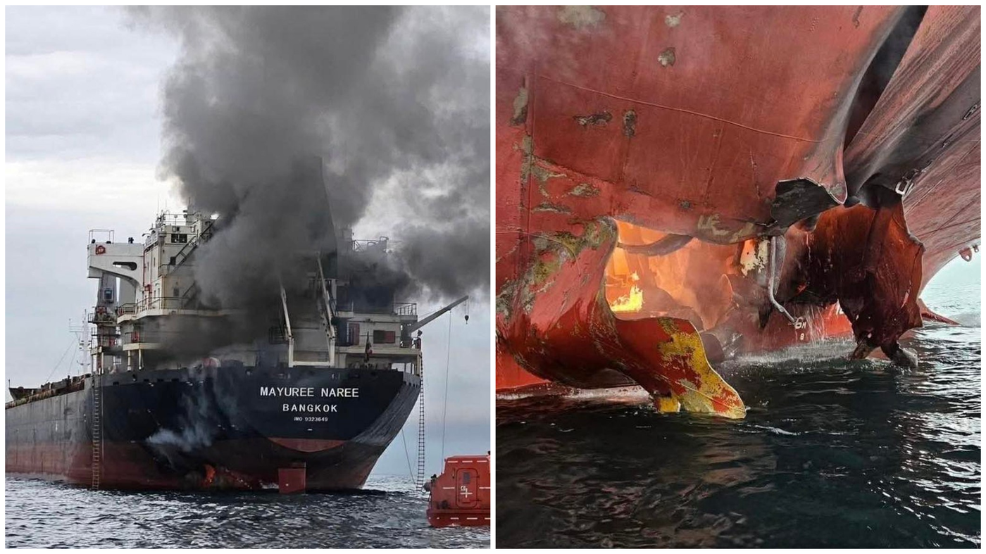 הפגיעה בספינה תאילנדית שניסתה לעבור דרך מצר הורמוז.