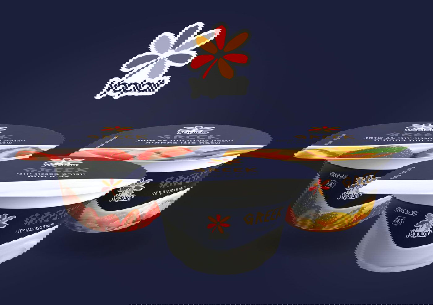 יוגורט בסגנון יווני עשיר עם שכבת פרי בתחתית