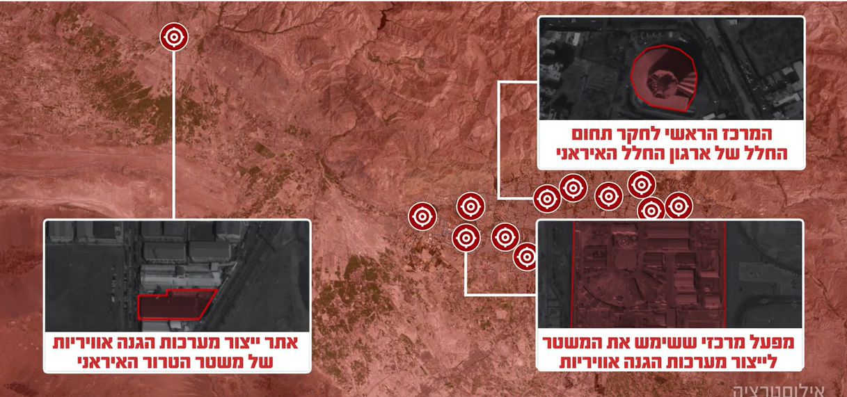בנק המטרות - צה"ל מפרסם על פגיעה במרכז חקר החלל