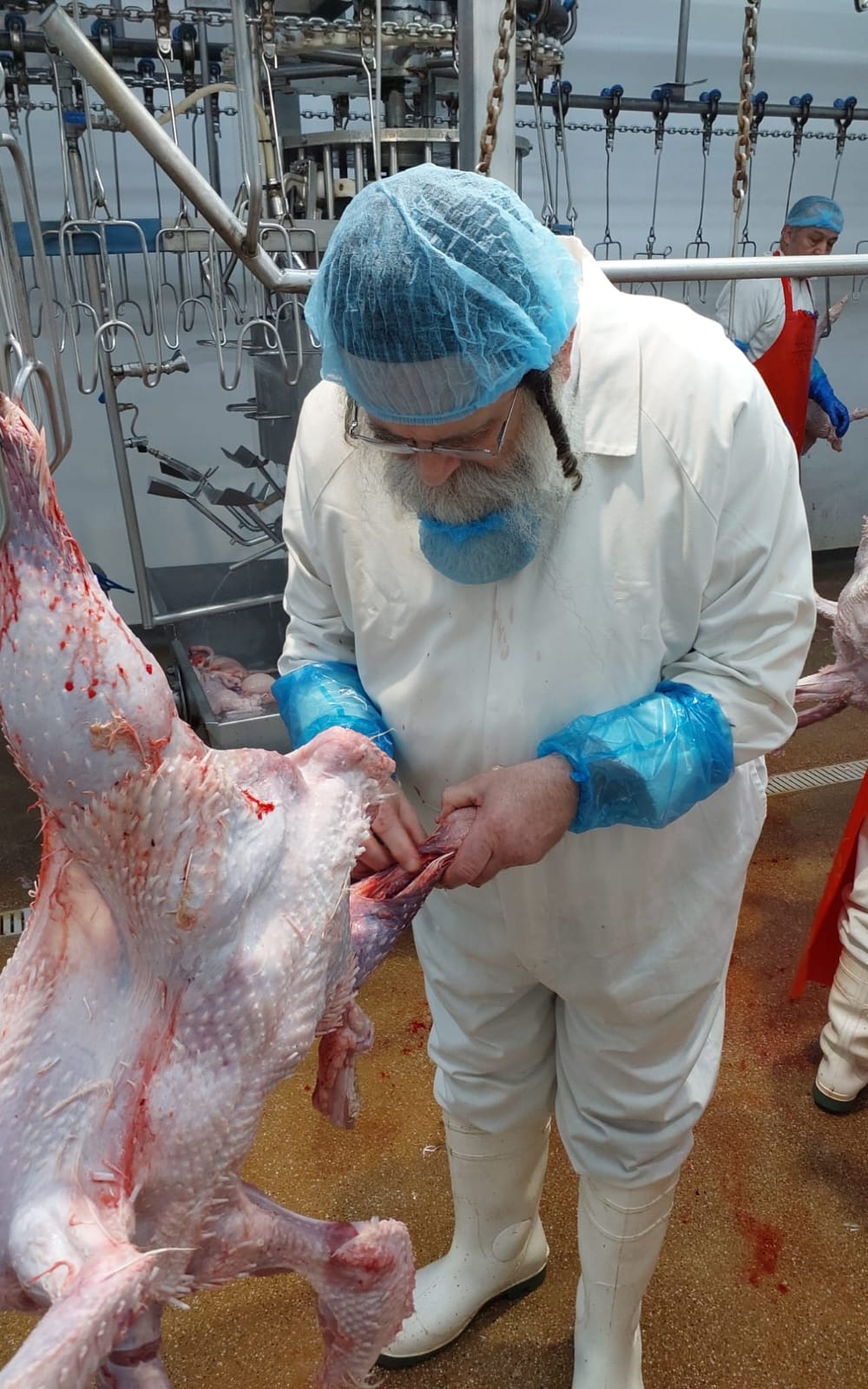 הגה"צ גאב"ד אנטווערפן בביקור בבית השחיטה