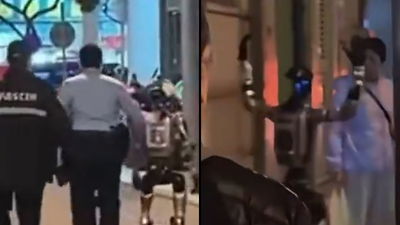 צפו: רובוט שהפחיד אישה מבוגרת נעצר על ידי המשטרה 