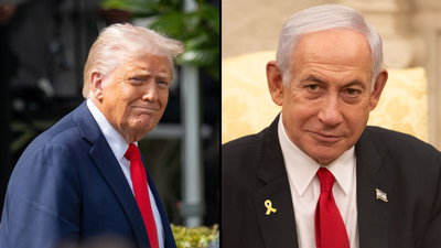 נתניהו מימין, טראמפ משמאל