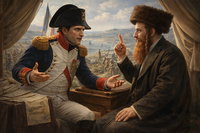 ציור דמיוני של נפולאון מציע לרבי נחמן מברסלב לעמוד בראשות המדינה היהודית אותה יקים